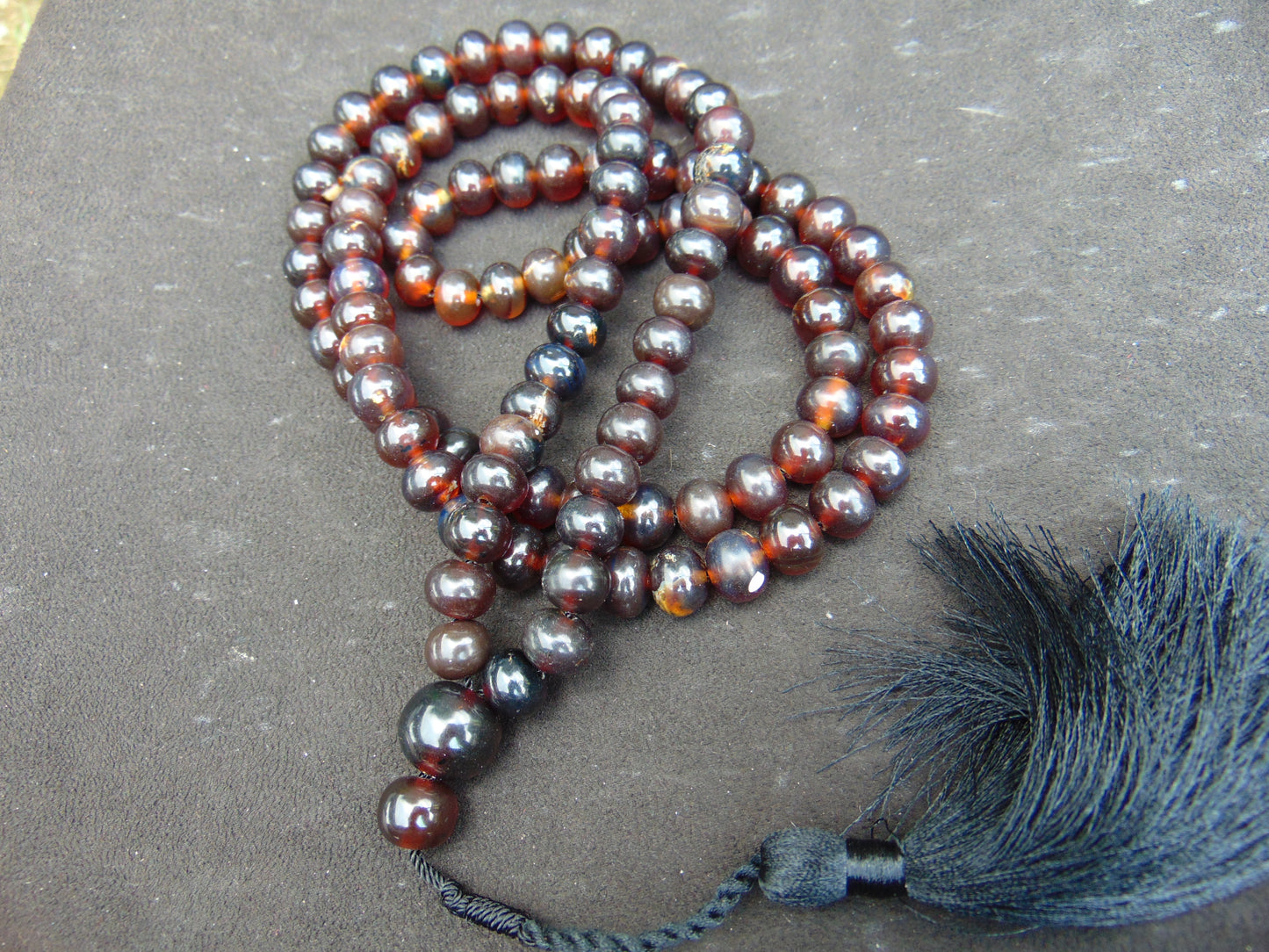 70 gram 108 Beads 10 mm Mala Buddha for Yoga and Meditation Indonesian Black Amber for Healing MB22