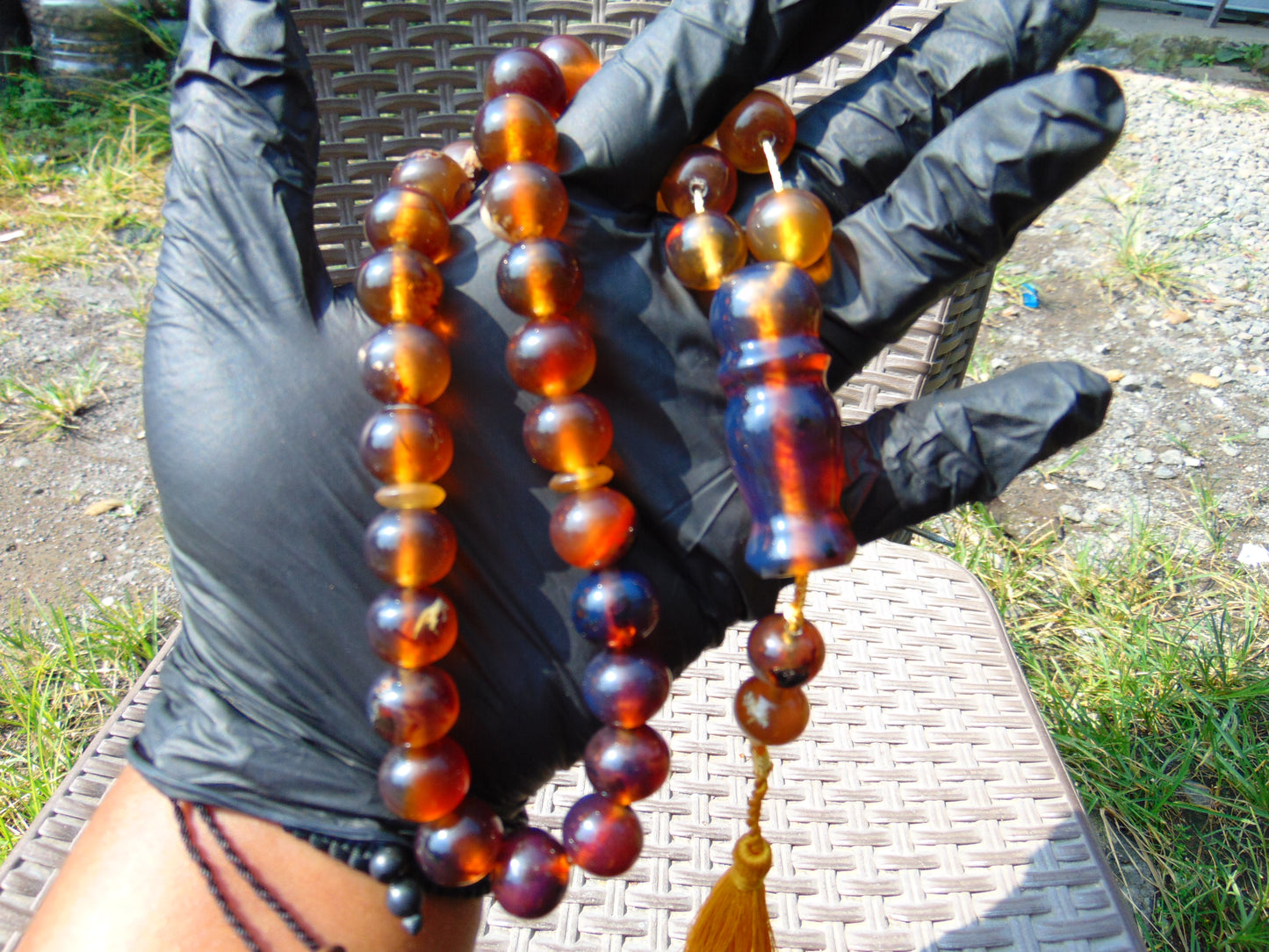 58 gr Tasbih Mesbah Rosary 35 Beads 14 mm Indonesian Yellow Blue Amber for Healing TB14i30