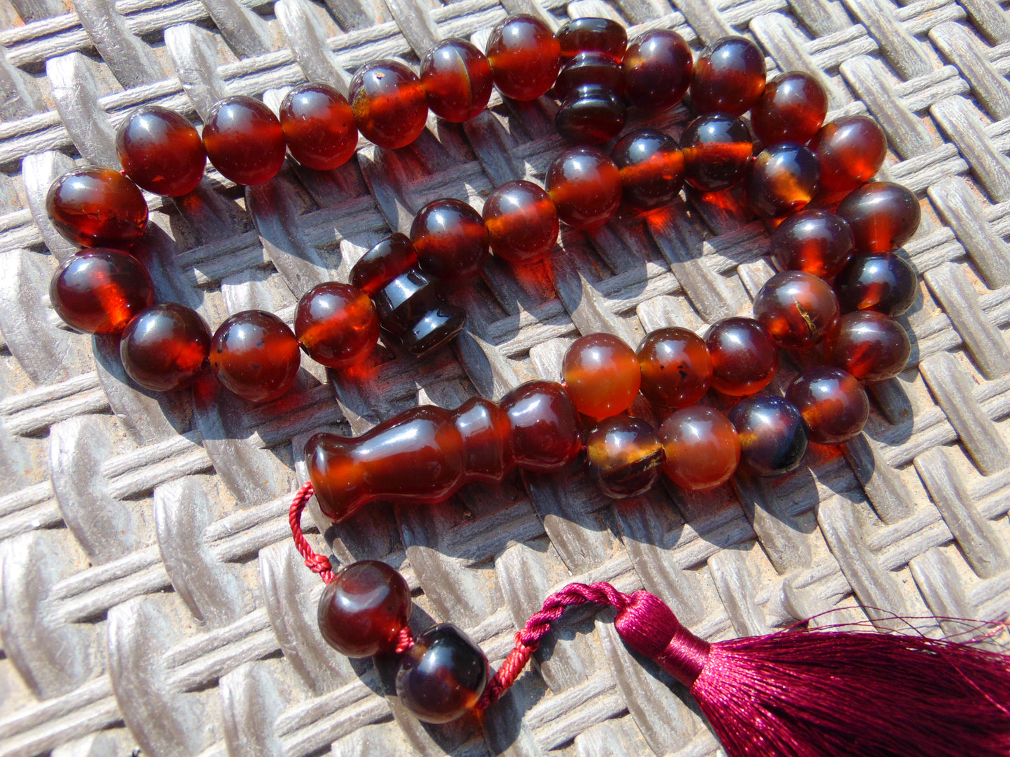 67 gr Tasbih Mesbah Rosary 35 Beads 14 mm Indonesian Crystal Red Amber for Healing TB14i031