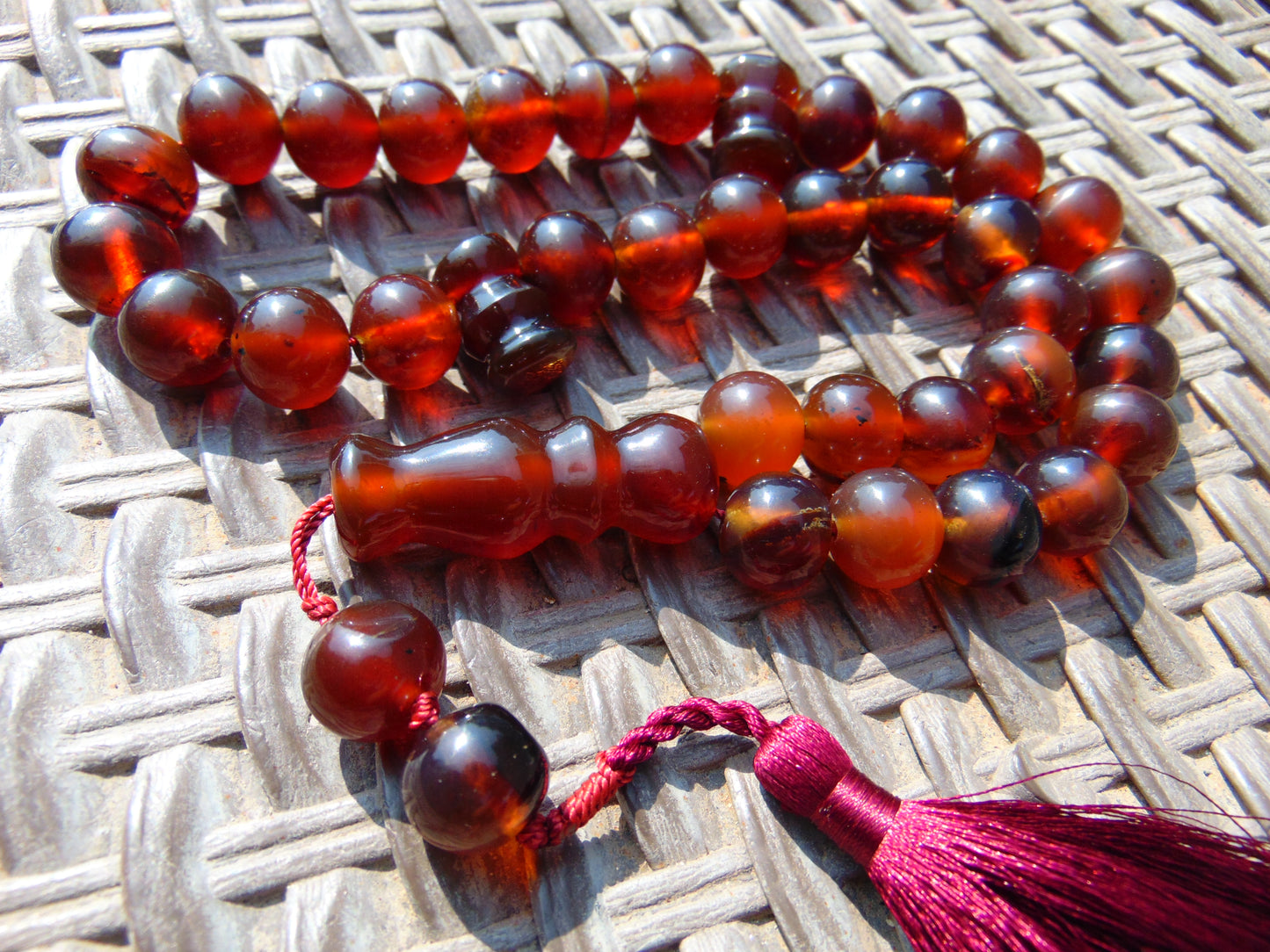 67 gr Tasbih Mesbah Rosary 35 Beads 14 mm Indonesian Crystal Red Amber for Healing TB14i031