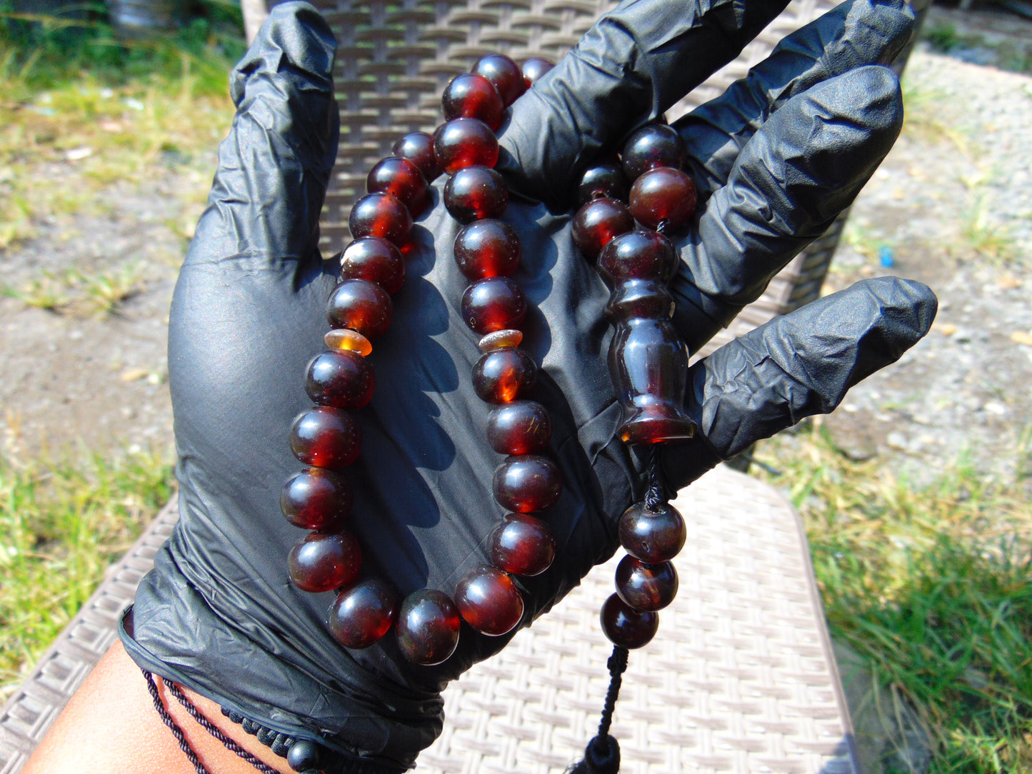49 gr Hand Tasbih Mesbah Rosary 36 Beads 12 mm Indonesian Cherry Red Amber for Healing TB13i16