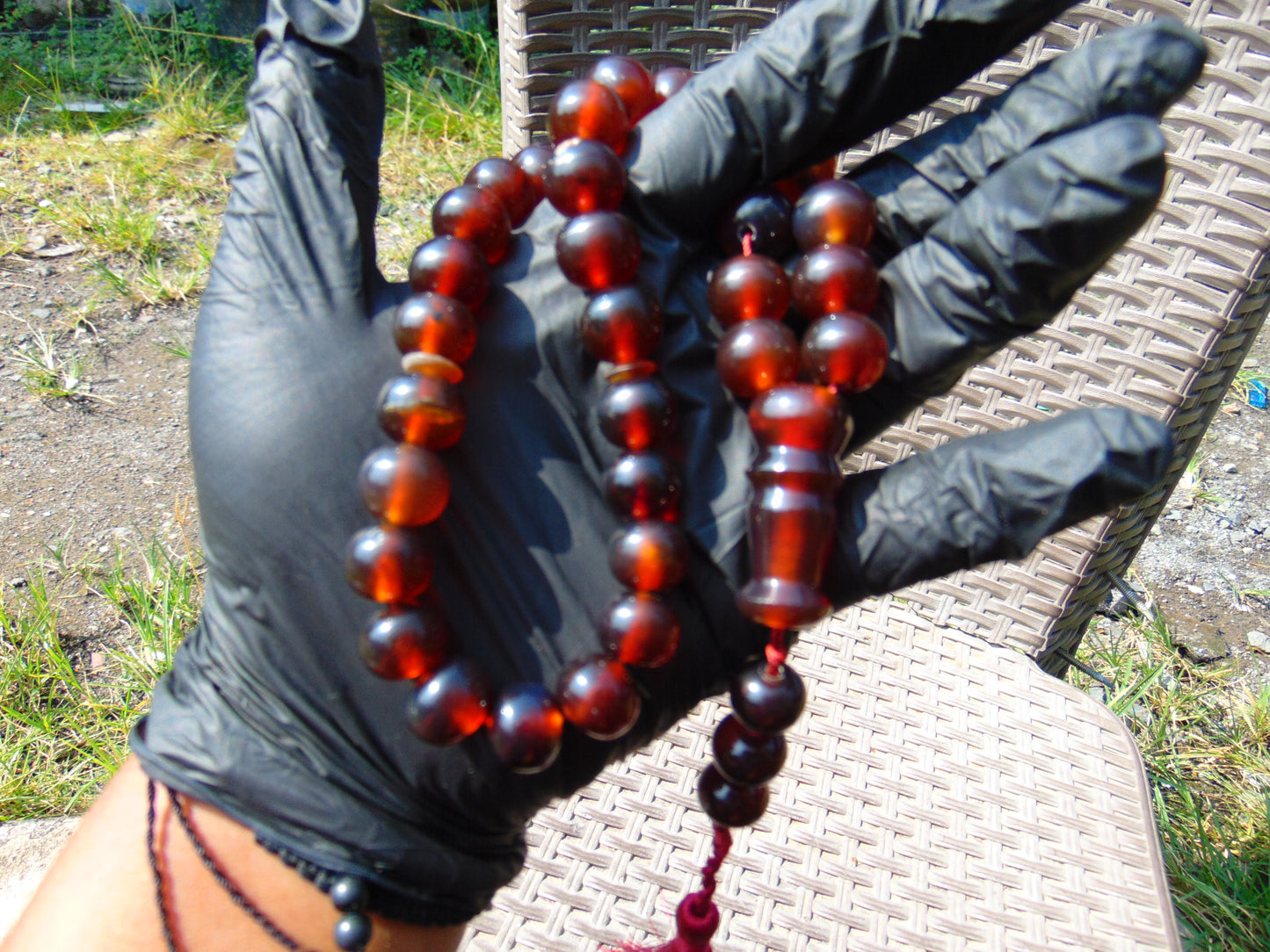 49 gr Hand Tasbih Mesbah Rosary 36 Beads 12 mm Indonesian Red Crystal Amber for Healing TB13i21