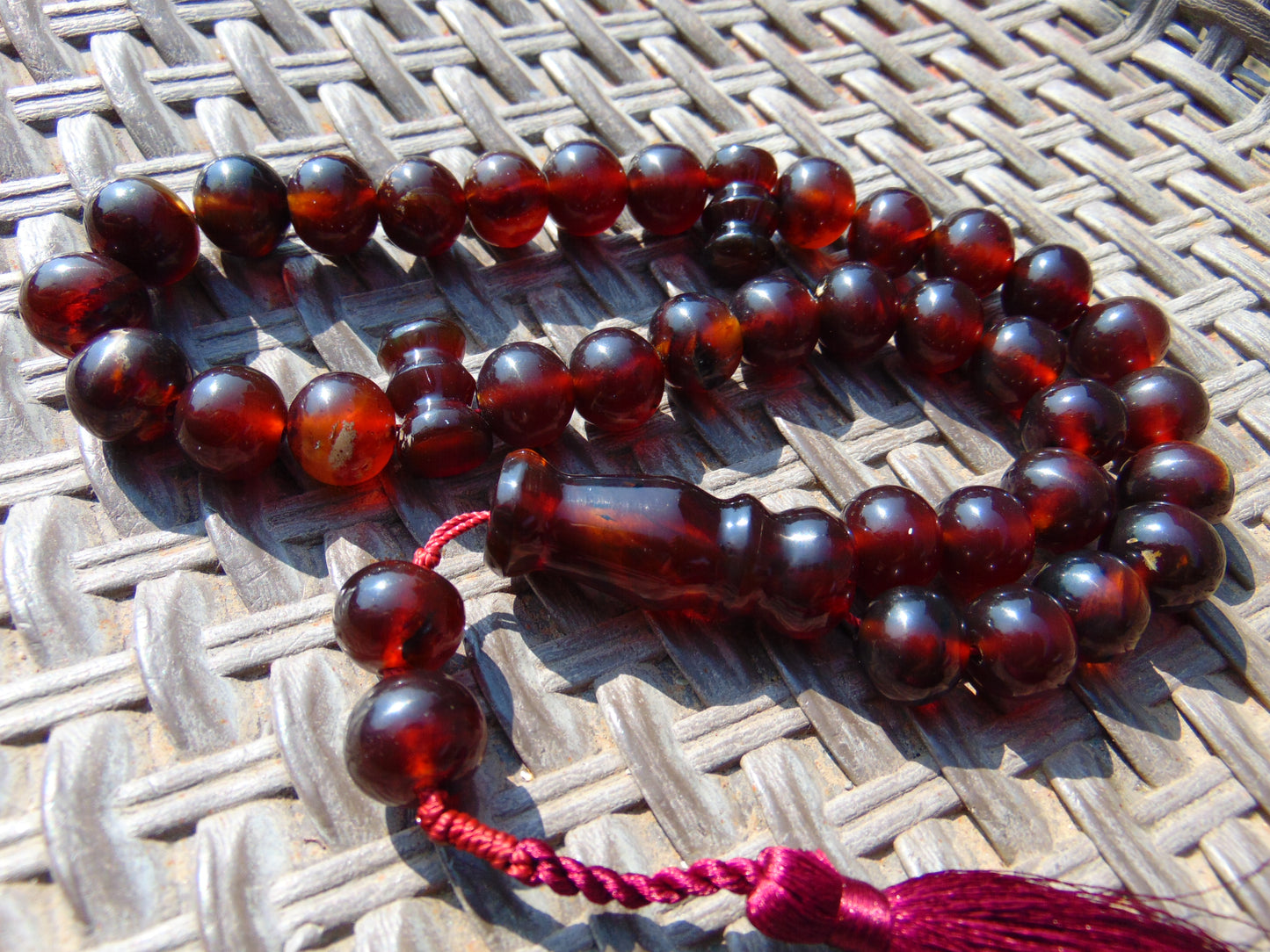 67 gram Tasbih Mesbah Rosary 36 Beads 14 mm Indonesian Cherry Red Amber for Healing TB13i13