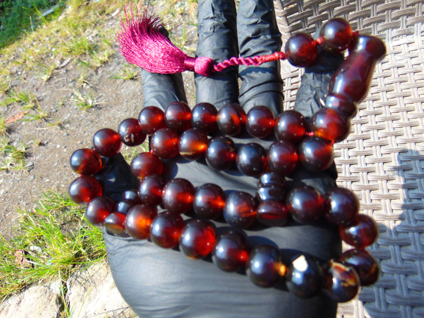 67 gram Tasbih Mesbah Rosary 36 Beads 14 mm Indonesian Cherry Red Amber for Healing TB13i13