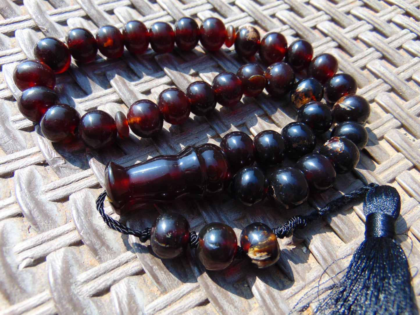 50 gr Hand Tasbih Mesbah Rosary 36 Beads 12 mm Indonesian Cherry Red Amber for Healing TB13i23