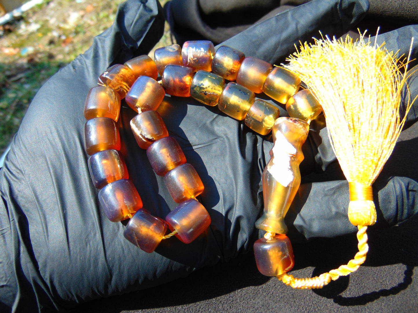 38 gr Komboloi Rosary 22 Beads 12x12 mm Indonesian Blue Amber for Healing TU14