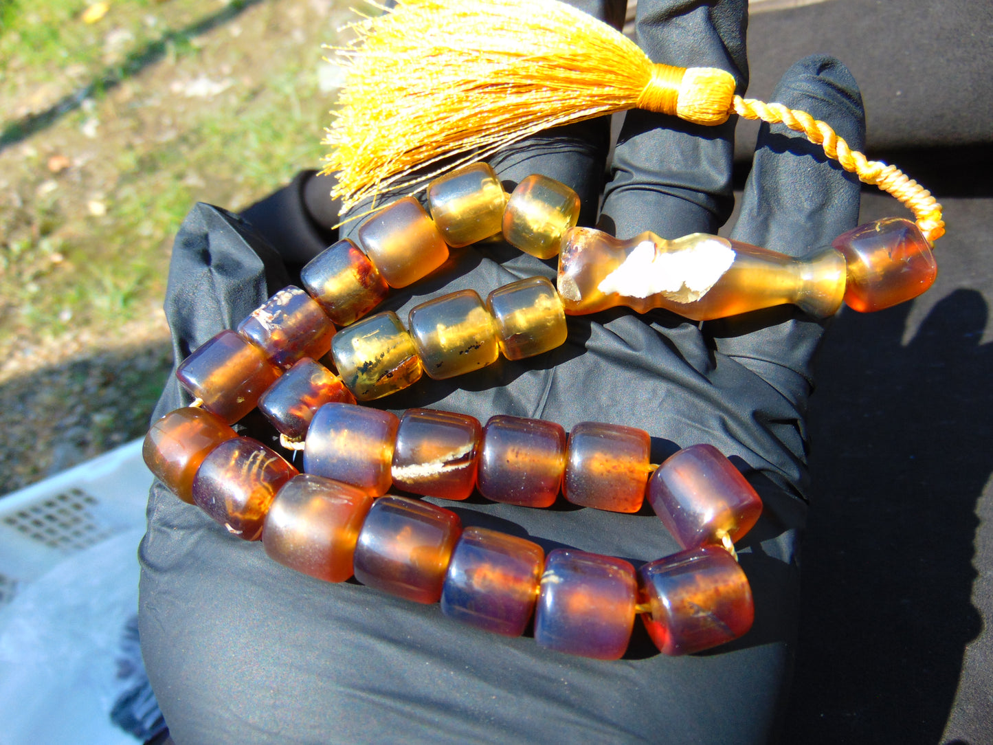 38 gr Komboloi Rosary 22 Beads 12x12 mm Indonesian Blue Amber for Healing TU14
