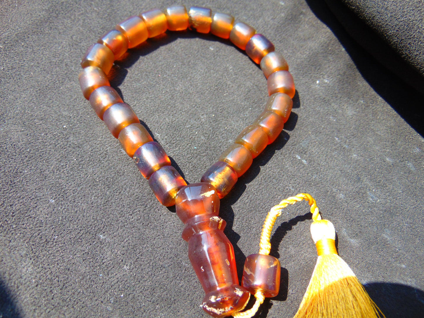40 gr Komboloi Rosary 22 Beads 12x12 mm Indonesian Red Yellow Bluish Amber for Healing TU4