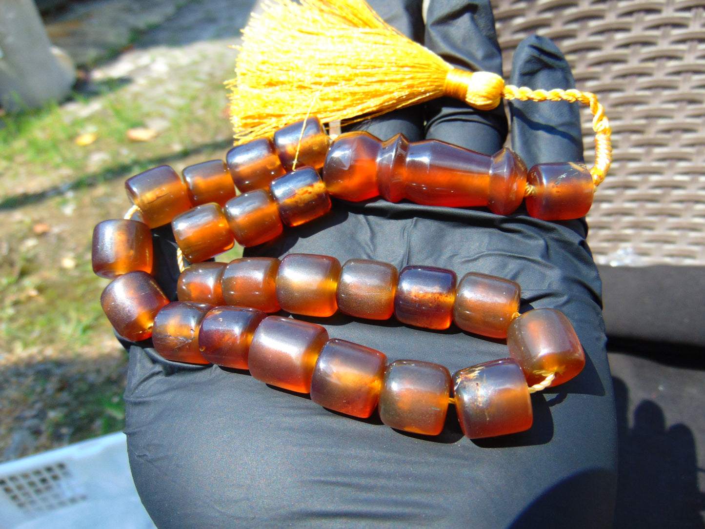 40 gr Komboloi Rosary 22 Beads 12x12 mm Indonesian Red Yellow Bluish Amber for Healing TU4