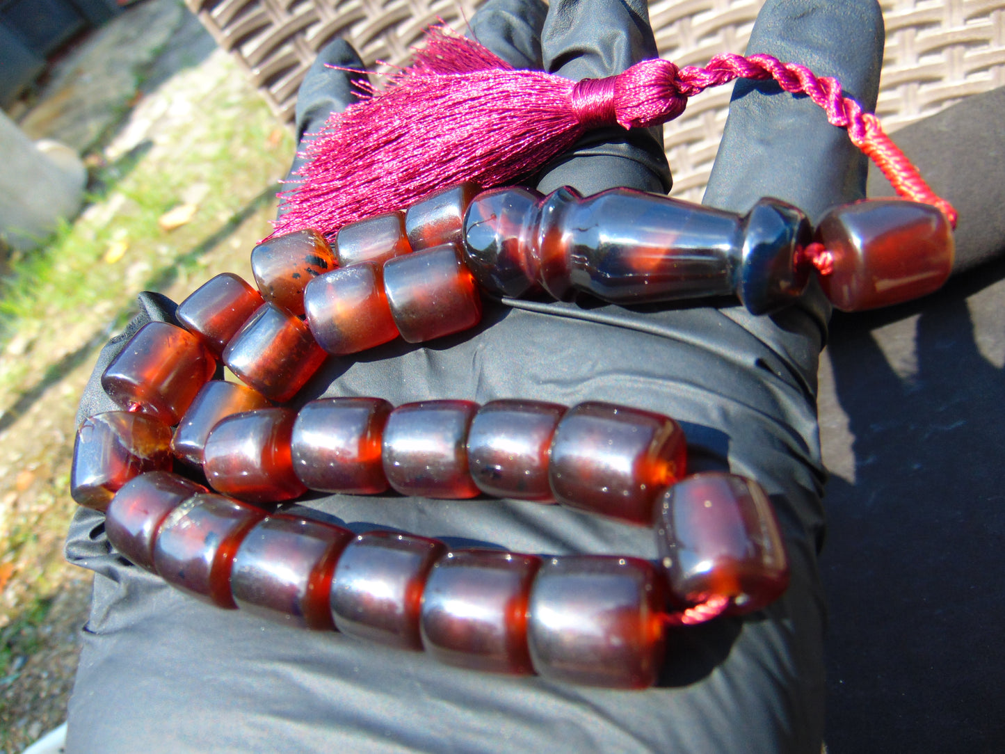 40 gr Komboloi Rosary 22 Beads 12x12 mm Indonesian Red Amber for Healing TU11