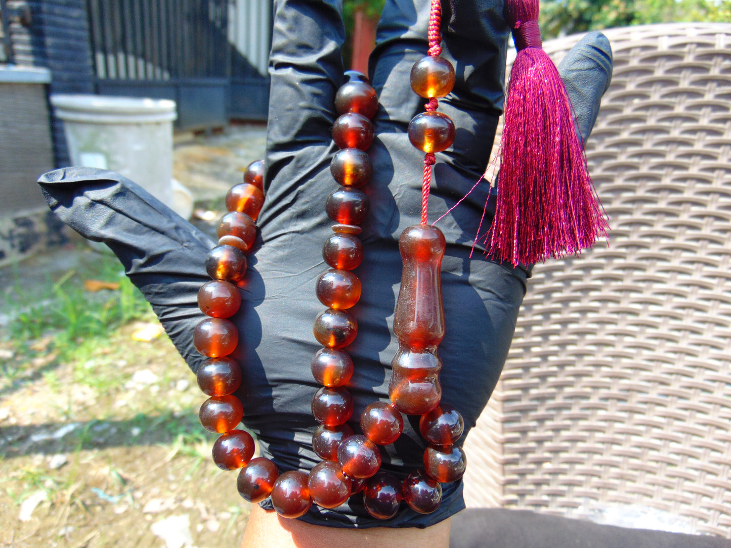 42 gr Hand Tasbih 33+2 Beads 12 mm Indonesian Red Amber for Healing BT3