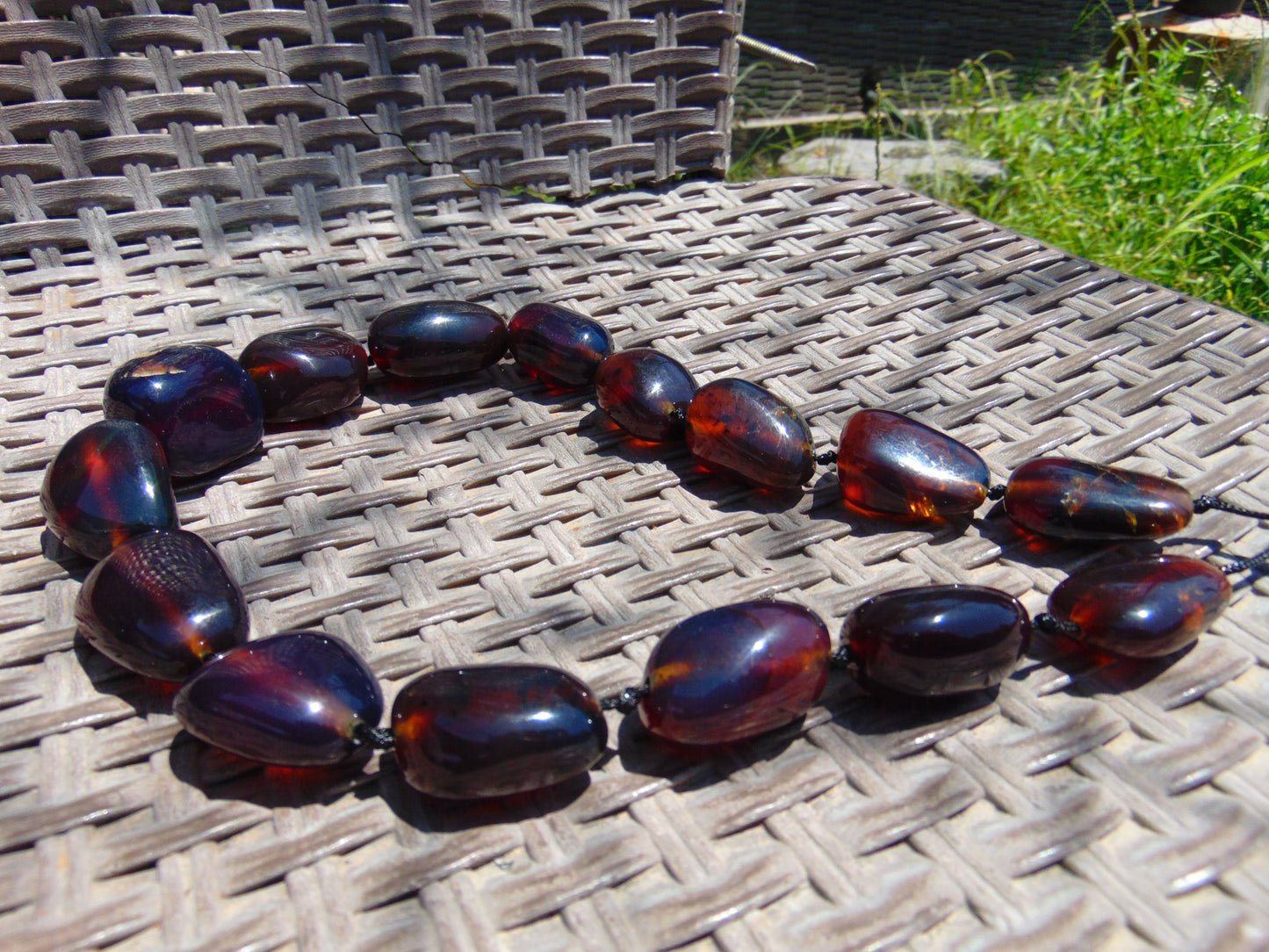 137 gr 15 beads Big Necklace Indonesian blue Amber for Healing FRN10