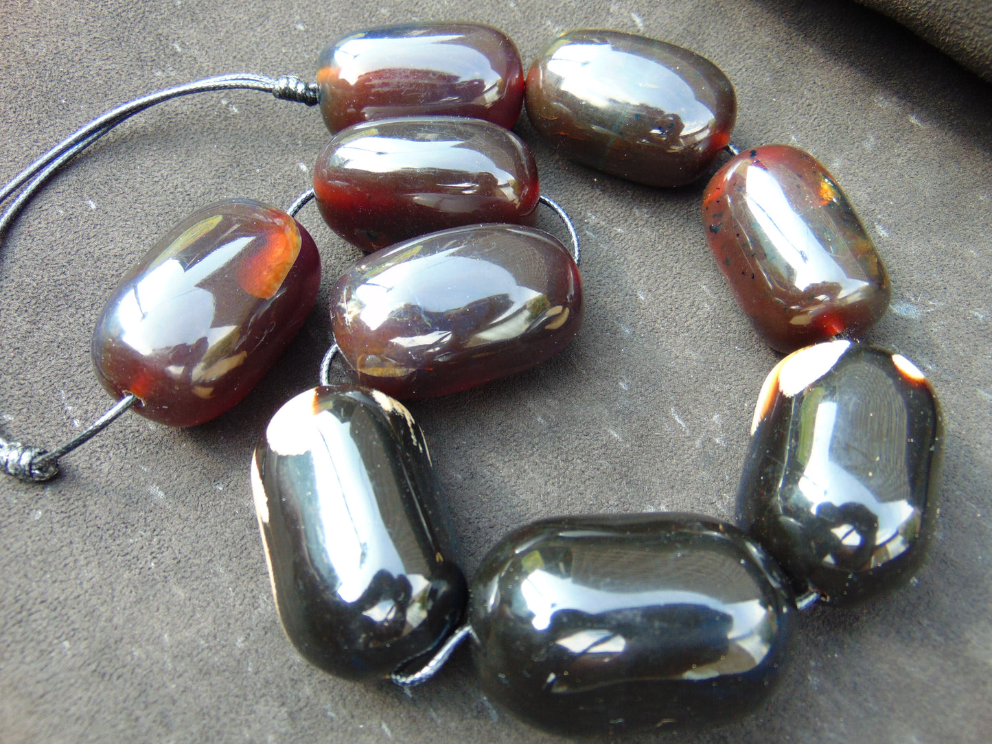 226 gr Big Necklace Indonesian Dark Blue Amber for Healing NEC27