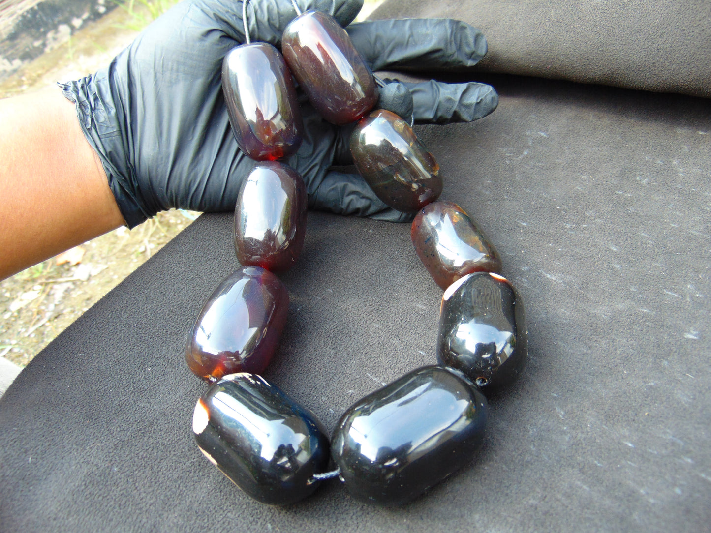 226 gr Big Necklace Indonesian Dark Blue Amber for Healing NEC27