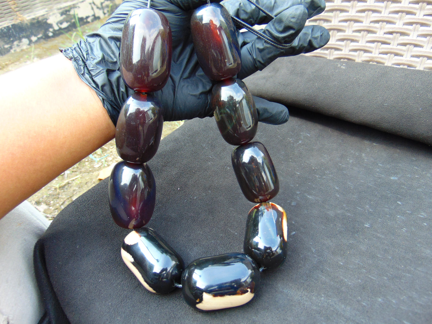 226 gr Big Necklace Indonesian Dark Blue Amber for Healing NEC27