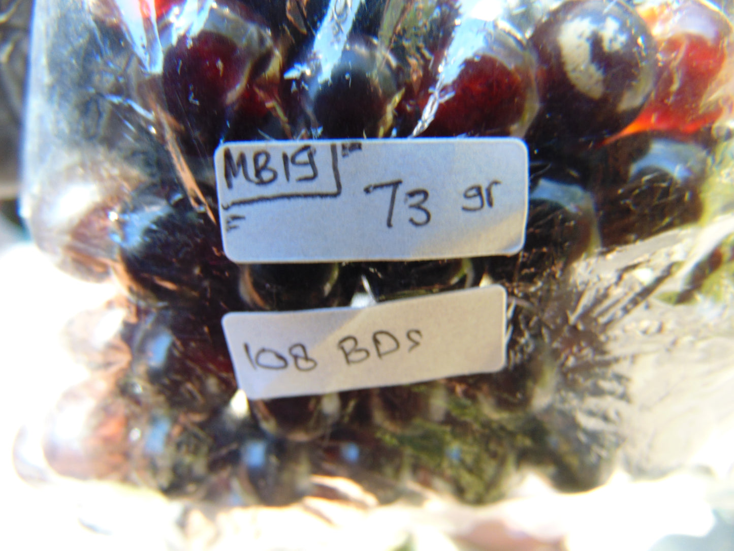 73 gram 108 Beads 9 mm Rosary Mala Buddha for Yoga and Meditation Indonesian Dark Red Amber for Healing MB19
