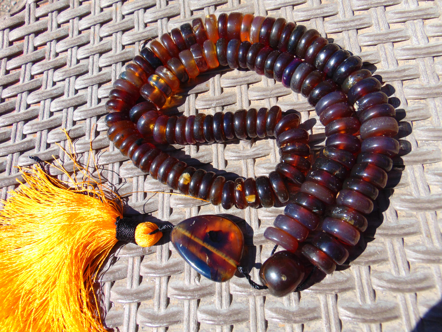 123 gram 108 Beads Rosary Mala Buddha for Yoga and Meditation Indonesian Mix Red Blue Amber for Healing MR5