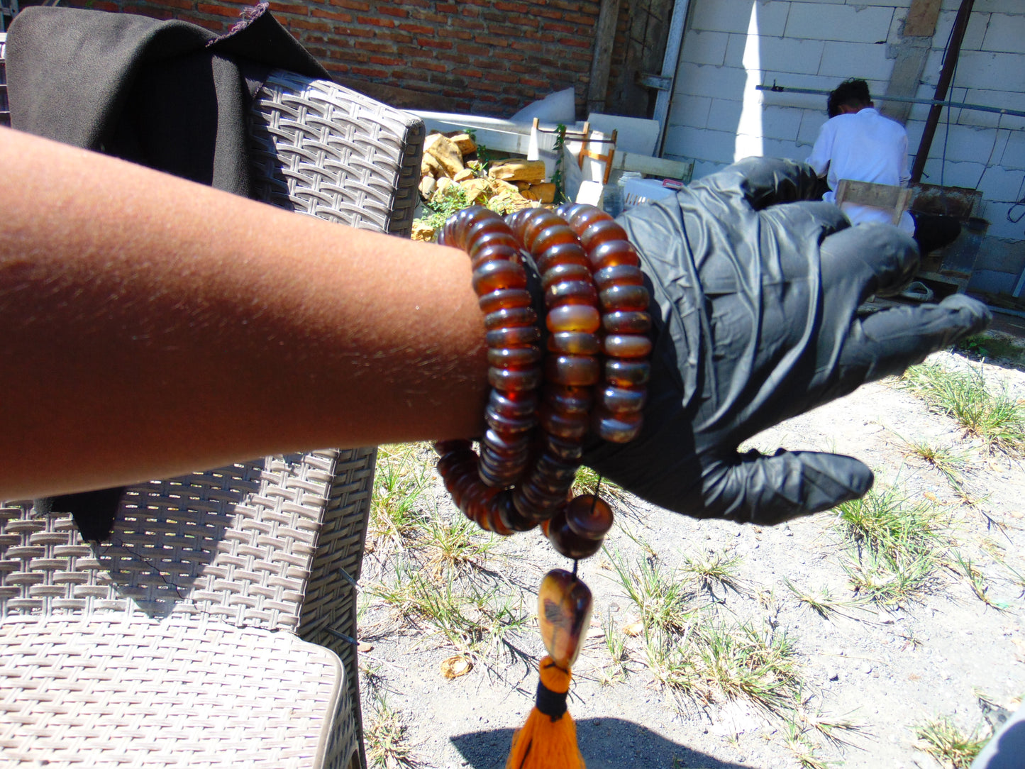 123 gram 108 Beads Rosary Mala Buddha for Yoga and Meditation Indonesian Mix Red Blue Amber for Healing MR5