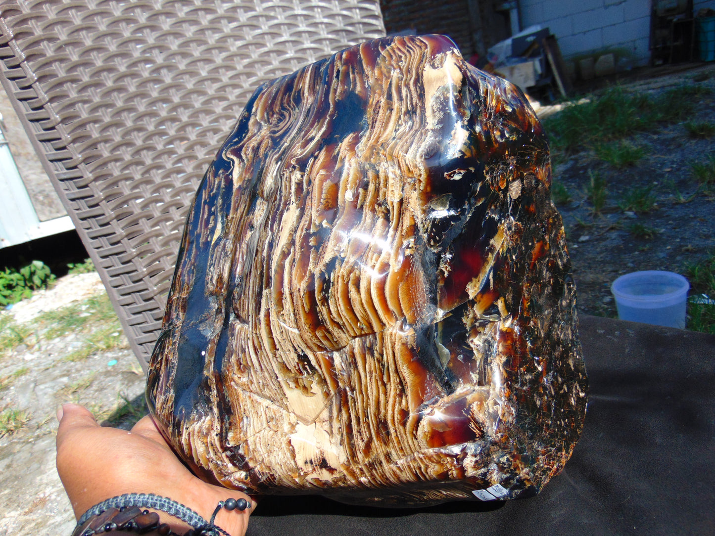 9805 gram full polished 29x27x22 cm Indonesian Zebra Blue Amber for Healing ML58
