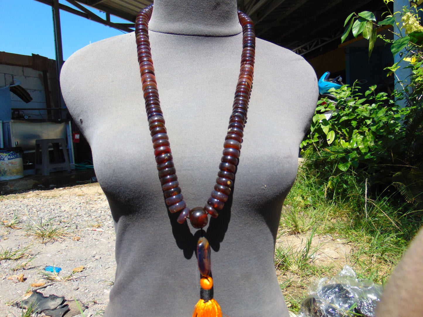 123 gram 108 Beads Rosary Mala Buddha for Yoga and Meditation Indonesian Mix Red Blue Amber for Healing MR5
