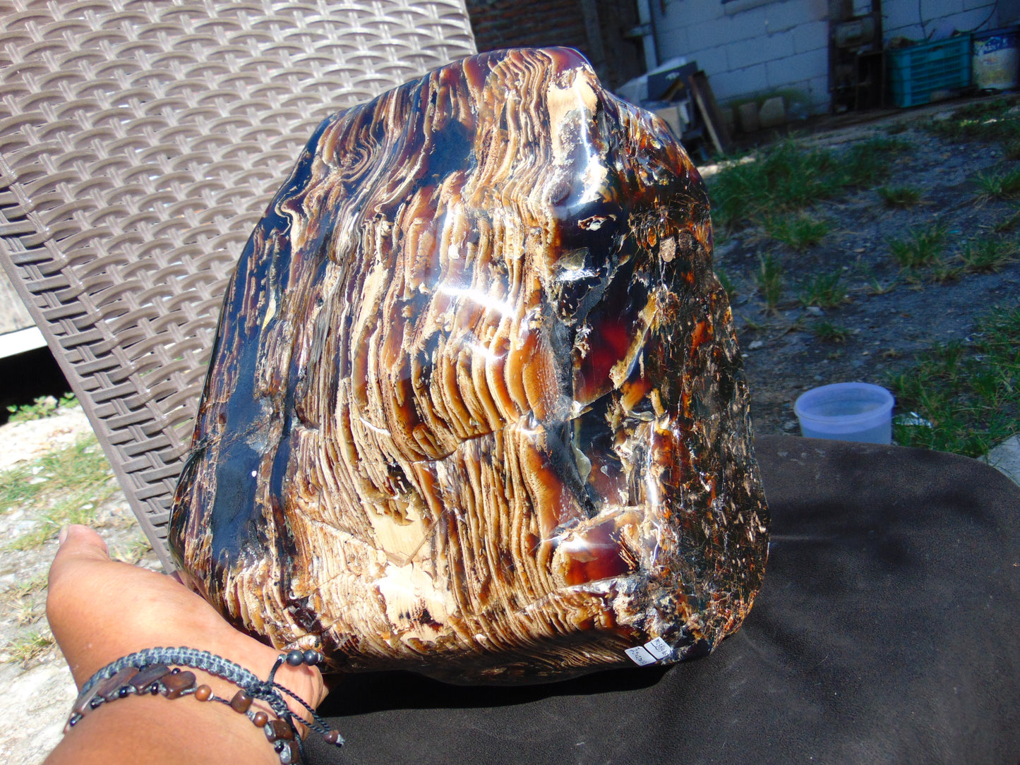 9805 gram full polished 29x27x22 cm Indonesian Zebra Blue Amber for Healing ML58