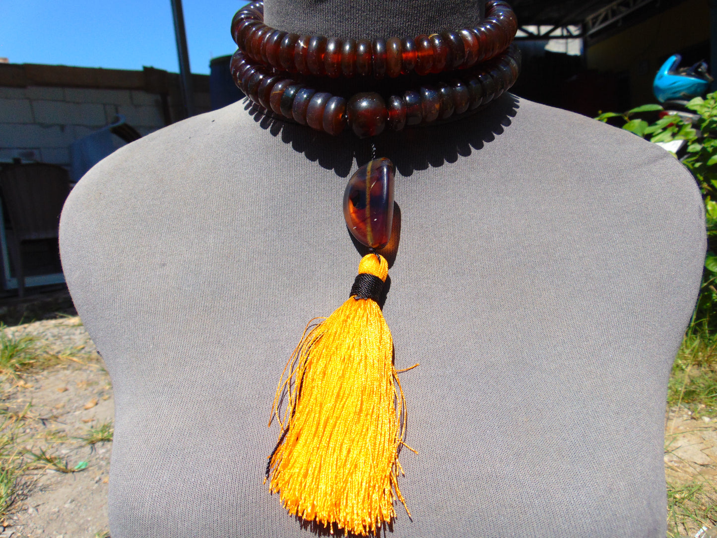 123 gram 108 Beads Rosary Mala Buddha for Yoga and Meditation Indonesian Mix Red Blue Amber for Healing MR5