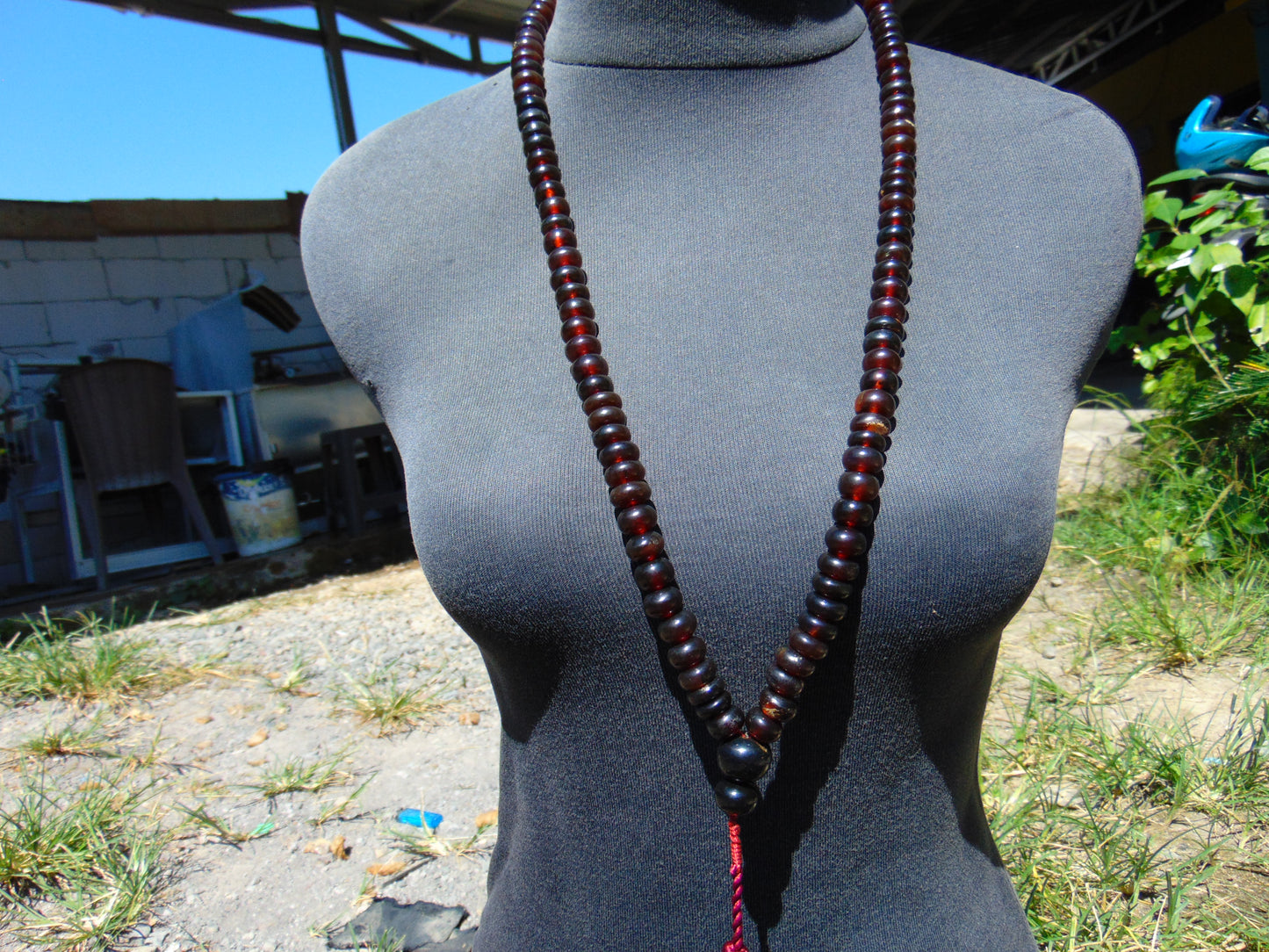 71 gram 108 Beads Rosary Mala Buddha for Yoga and Meditation Indonesian Dark Red Amber for Healing MR6