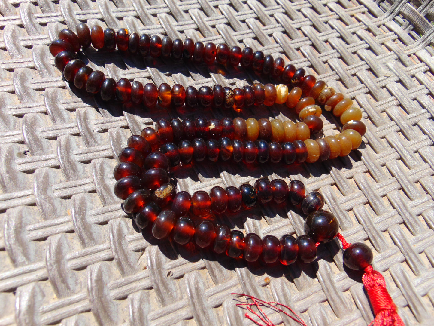 74 gram 108 Rosary Mala Buddha for Yoga and Meditation Indonesian Dark Red Amber for Healing MI25