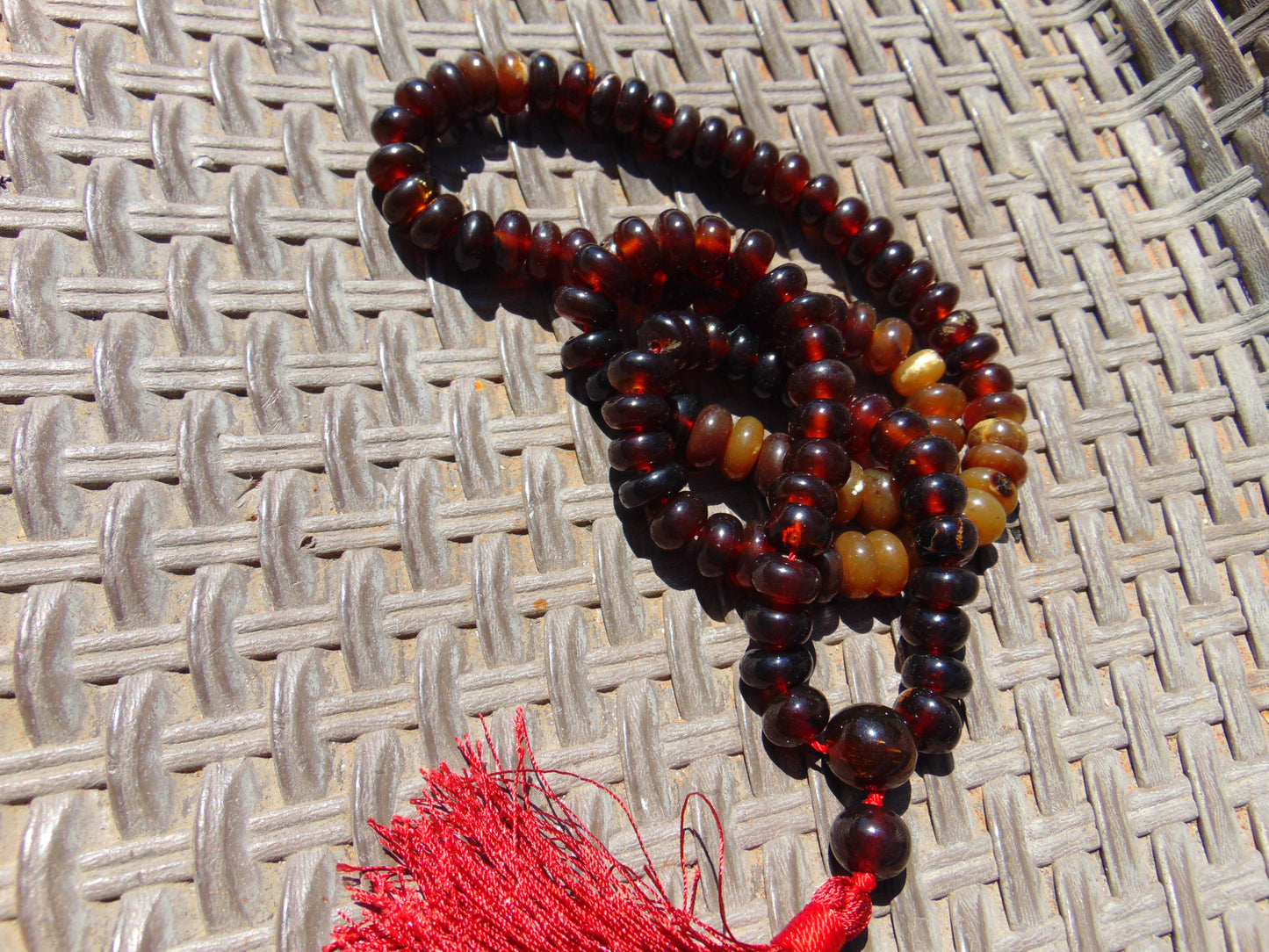 74 gram 108 Rosary Mala Buddha for Yoga and Meditation Indonesian Dark Red Amber for Healing MI25