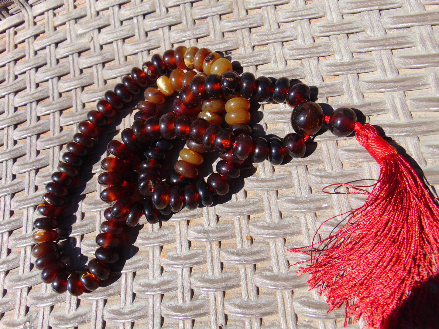 74 gram 108 Rosary Mala Buddha for Yoga and Meditation Indonesian Dark Red Amber for Healing MI25