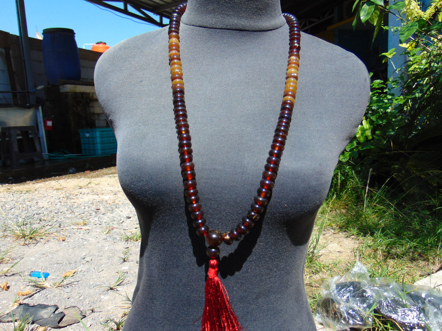 74 gram 108 Rosary Mala Buddha for Yoga and Meditation Indonesian Dark Red Amber for Healing MI25
