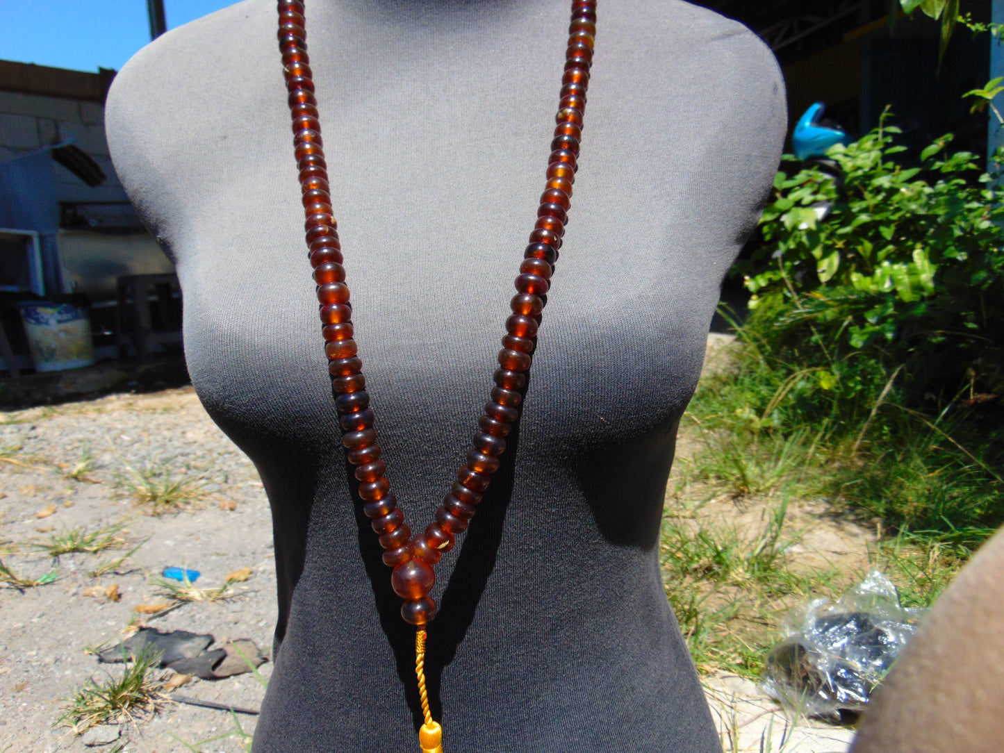 75 gram 108 Beads Rosary Mala Buddha for Yoga and Meditation Indonesian Yellow Red Amber for Healing MR2