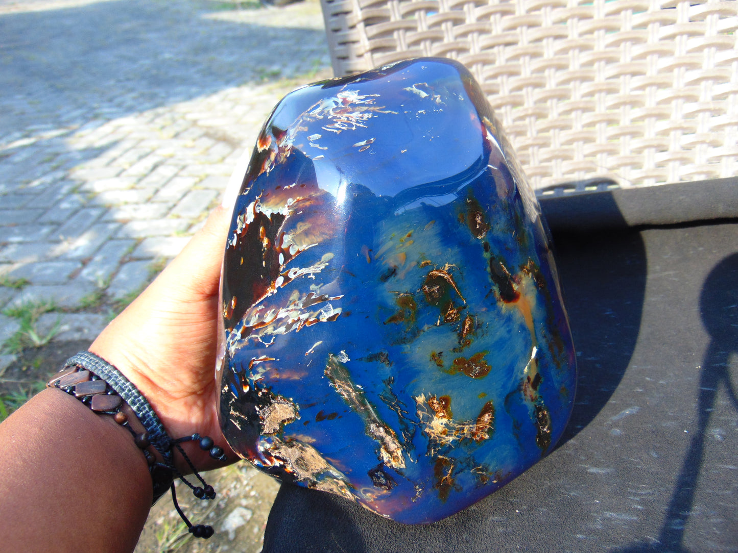 1388 gr Full Polished 18x17x9 cm Indonesian Blue Amber for Healing AR112