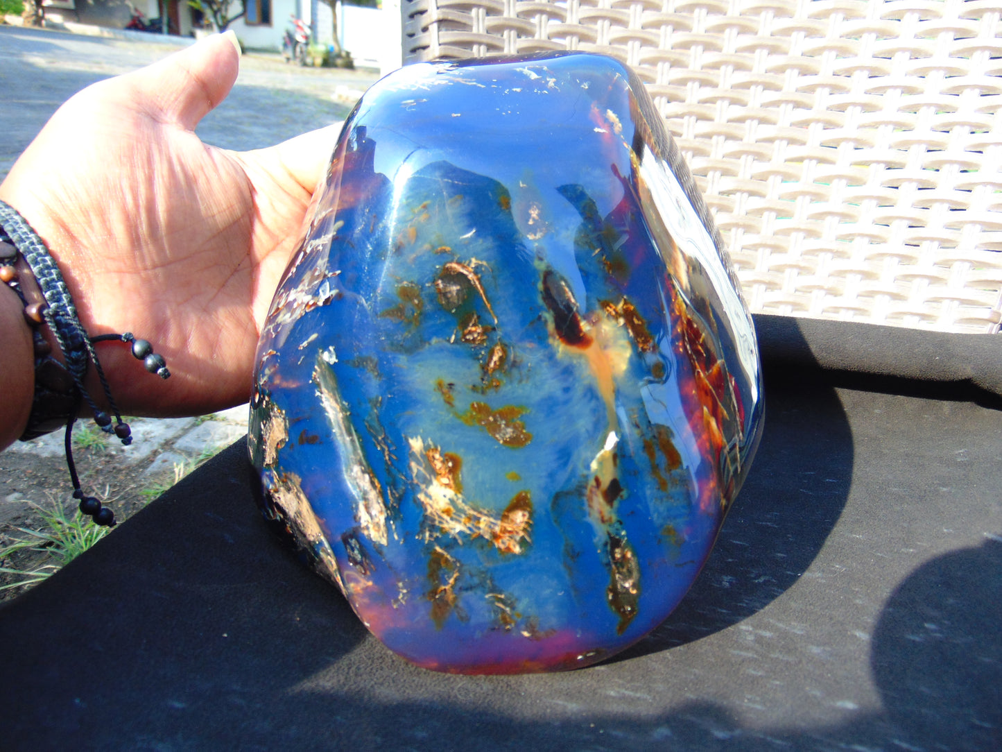 1388 gr Full Polished 18x17x9 cm Indonesian Blue Amber for Healing AR112