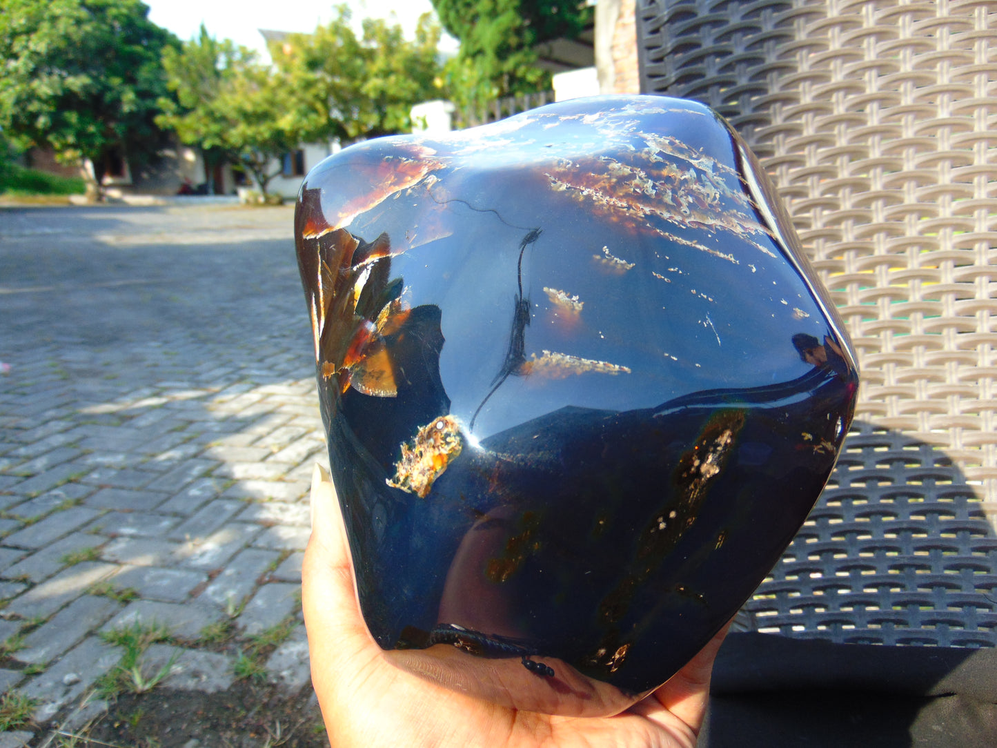 1388 gr Full Polished 18x17x9 cm Indonesian Blue Amber for Healing AR112