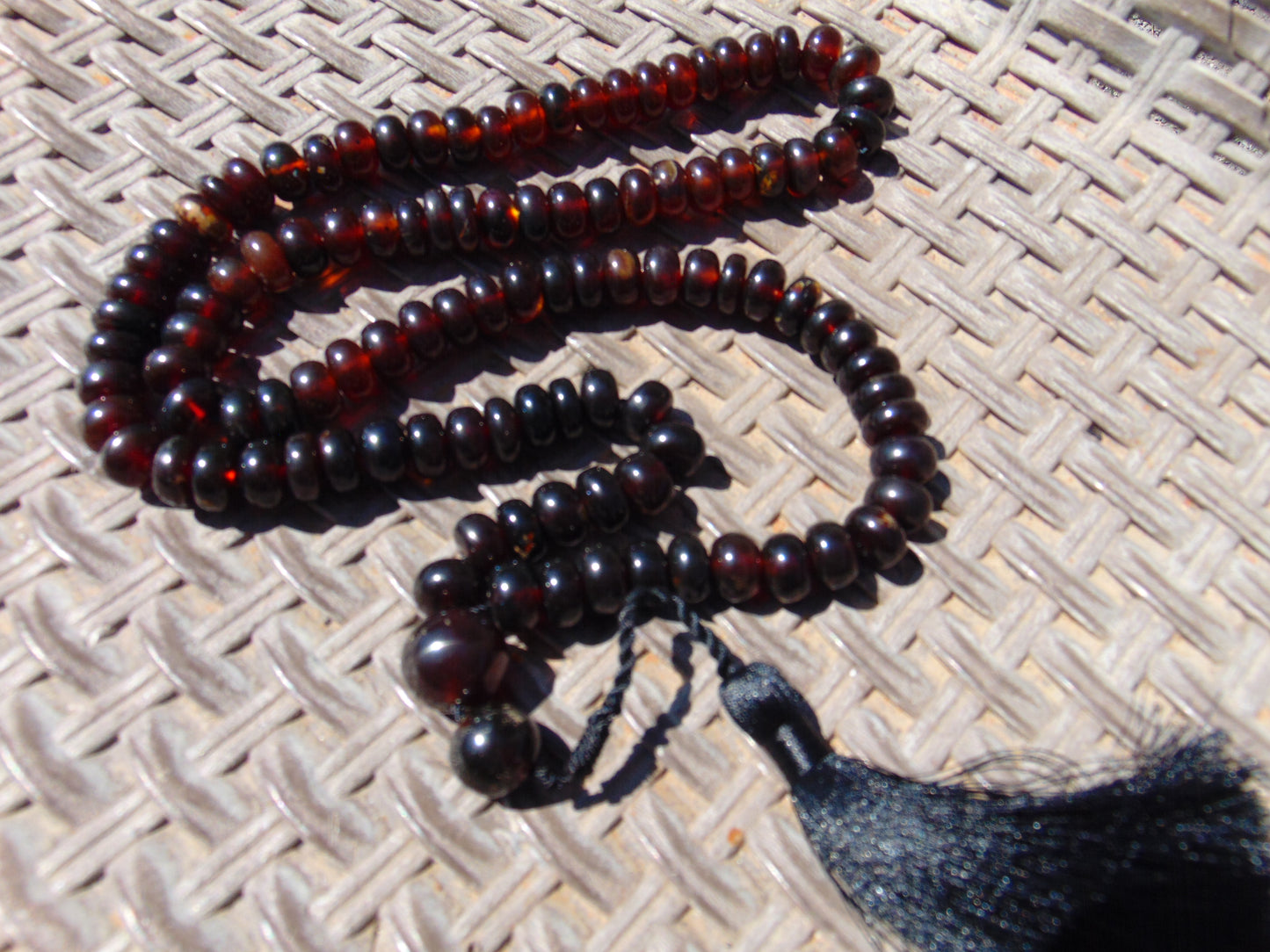 74 gram 108 Beads Rosary Mala Buddha for Yoga and Meditation Indonesian Dark Red Amber for Healing MR5