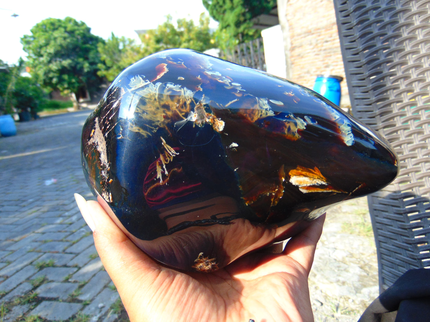1388 gr Full Polished 18x17x9 cm Indonesian Blue Amber for Healing AR112