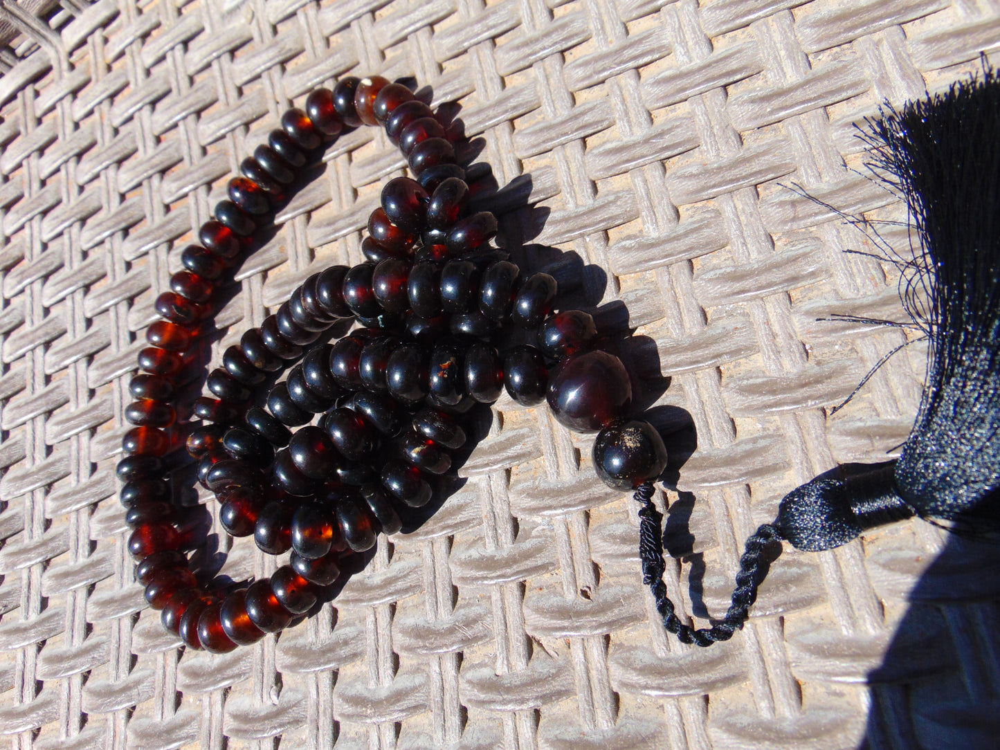 74 gram 108 Beads Rosary Mala Buddha for Yoga and Meditation Indonesian Dark Red Amber for Healing MR5