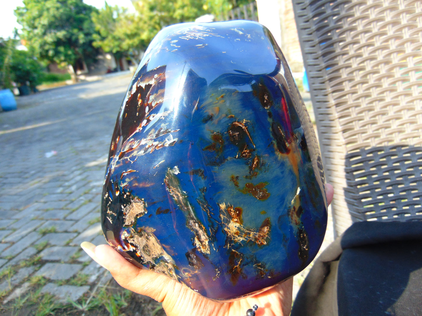 1388 gr Full Polished 18x17x9 cm Indonesian Blue Amber for Healing AR112