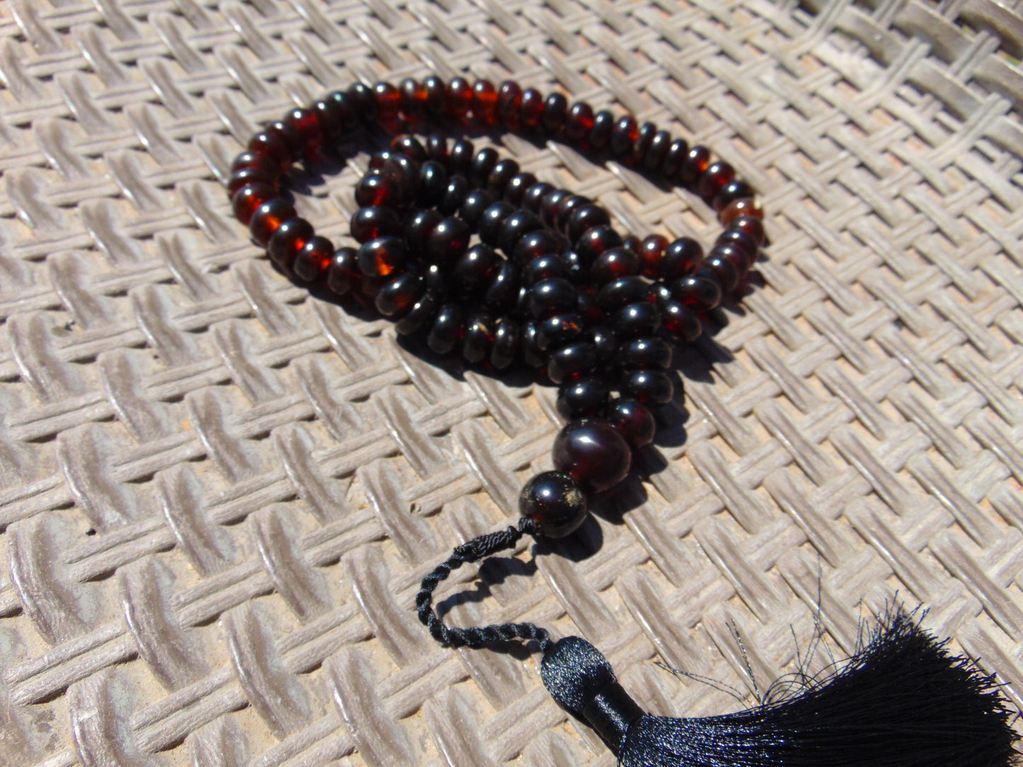 74 gram 108 Beads Rosary Mala Buddha for Yoga and Meditation Indonesian Dark Red Amber for Healing MR5