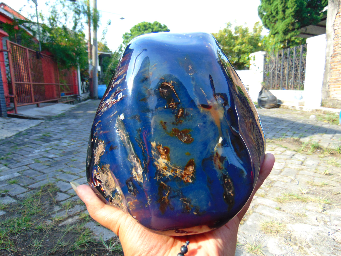 1388 gr Full Polished 18x17x9 cm Indonesian Blue Amber for Healing AR112