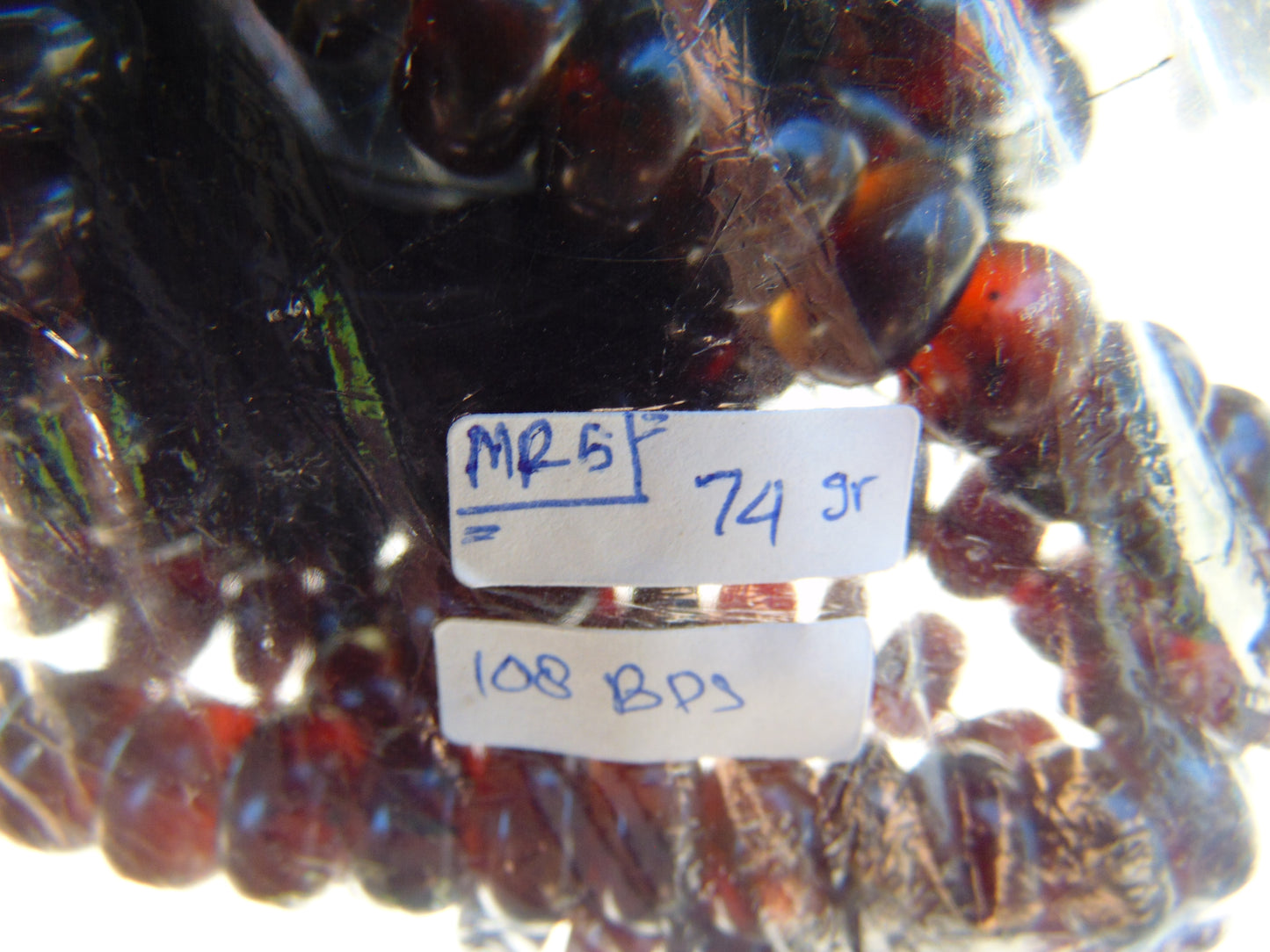 74 gram 108 Beads Rosary Mala Buddha for Yoga and Meditation Indonesian Dark Red Amber for Healing MR5