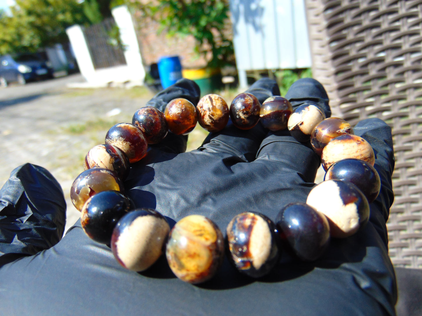 19 Gram 18 Small Beads Bracelet Indonesian Yellow Bluish Amber for Healing SB46
