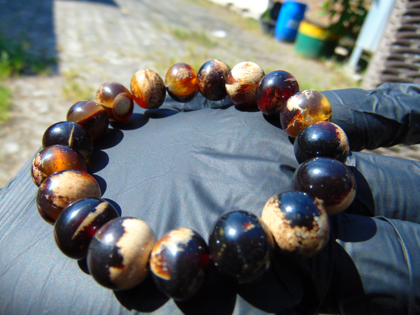 19 Gram 18 Small Beads Bracelet Indonesian Yellow Bluish Amber for Healing SB46