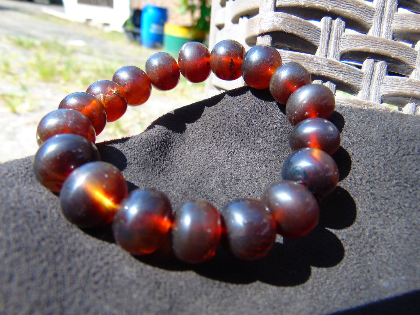 18 Gram 18 Small Beads Bracelet Indonesian Yellow Bluish Amber for Healing SB47