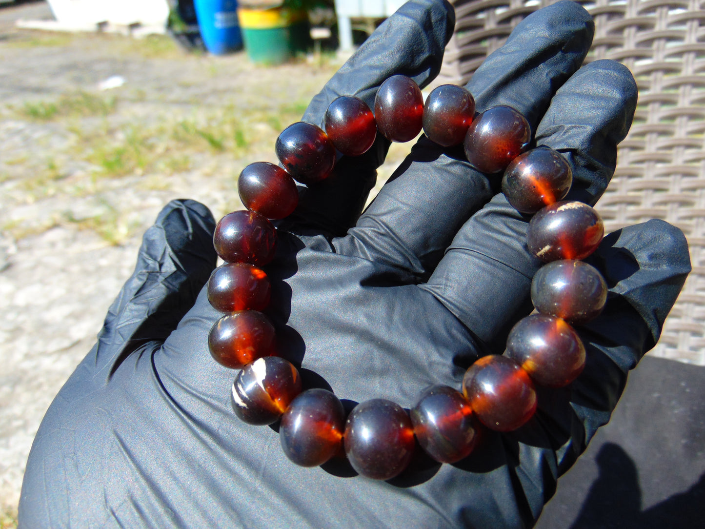 18 Gram 18 Small Beads Bracelet Indonesian Yellow Bluish Amber for Healing SB47