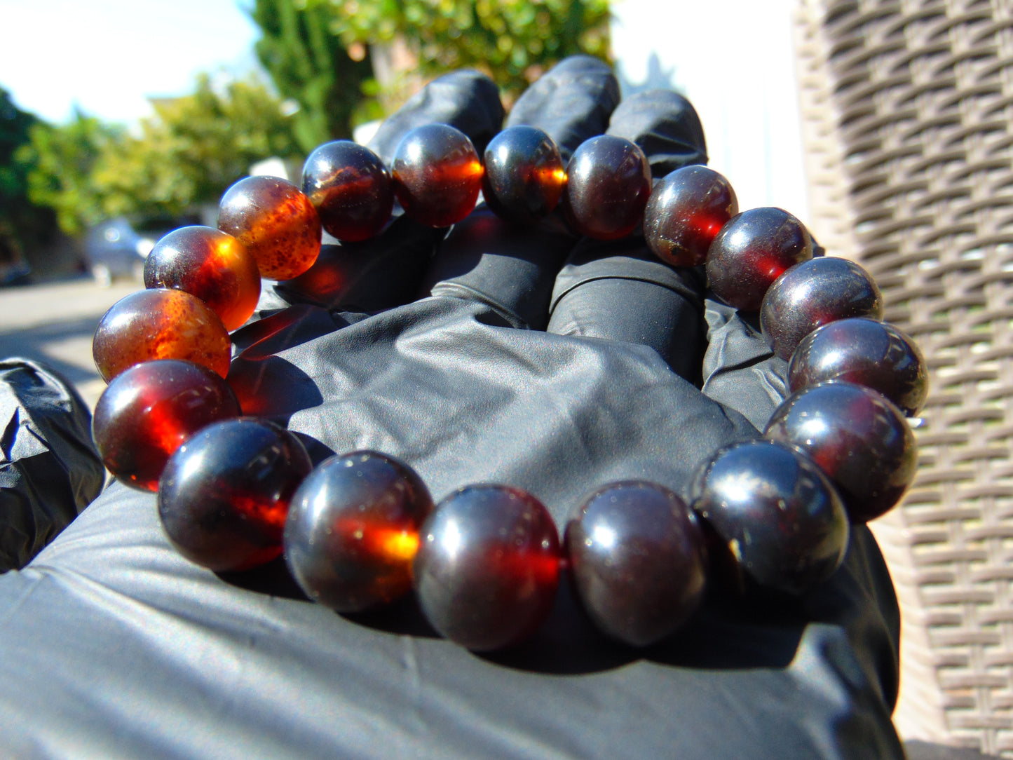 19 Gram 18 Small Beads Bracelet Indonesian Red Amber for Healing SB49