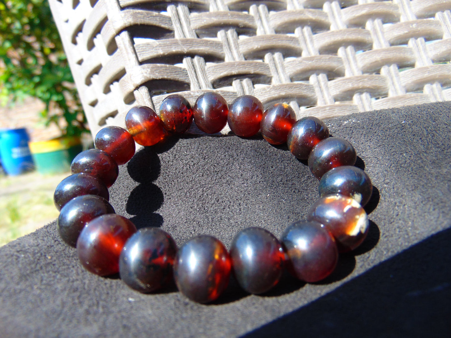 17 Gram 18 Small Beads Bracelet Indonesian Red Bluish Amber for Healing SB54