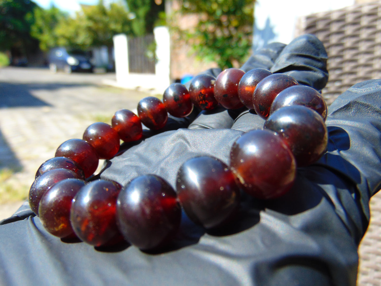 17 Gram 18 Small Beads Bracelet Indonesian Red Bluish Amber for Healing SB54