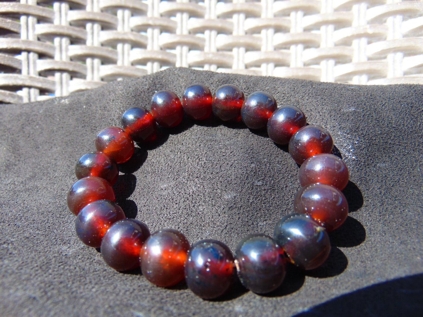 18 Gram 18 Small Beads Bracelet Indonesian Cherry Red Bluish Amber for Healing SB44